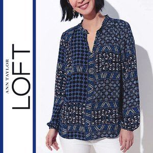 Loft | 'Multi-Design' Printed Ruffled Collar Blouse Top